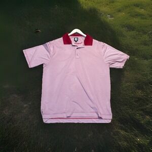 FootJoy FJ Men's Large/L Performance Classic Red/white Striped Golf Shirt EUC